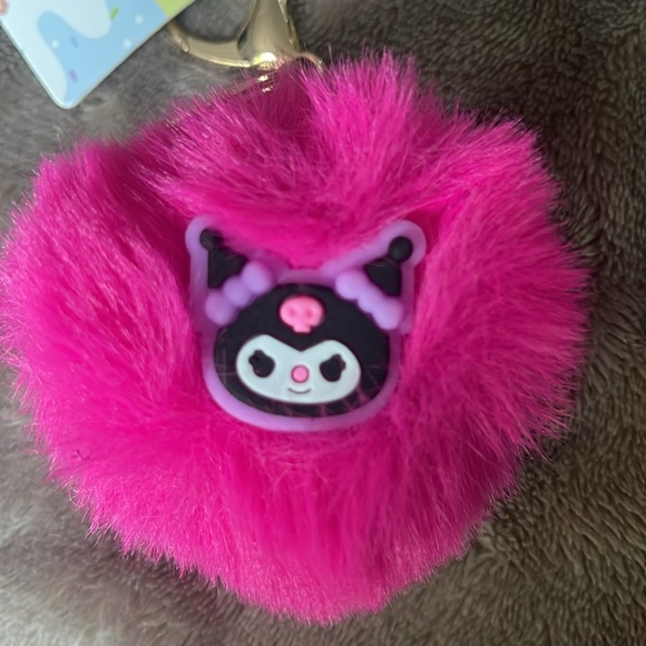 Pink Furry Keychain with Kuromi Character Charm claw clip nwt - Picture 3 of 3